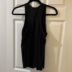 Lululemon Womens 6 black open back tank top cotton blend EUC